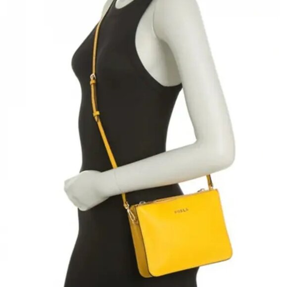 SALE! ✅FURLA Luna Leather Dual-Zip Crossbody Bag In...